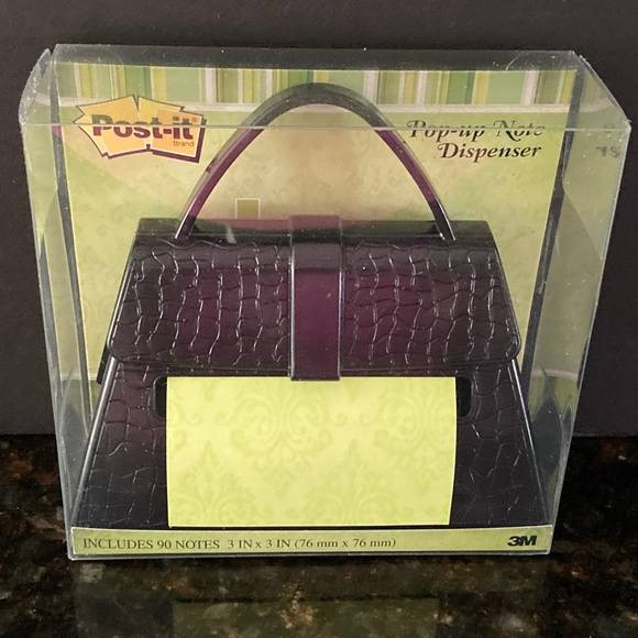 3M Black Handbag Pop-up Post-It Note Dispenser/90 3 x 3 Inch Notes/NEW IN BOX! - Picture 1 of 2